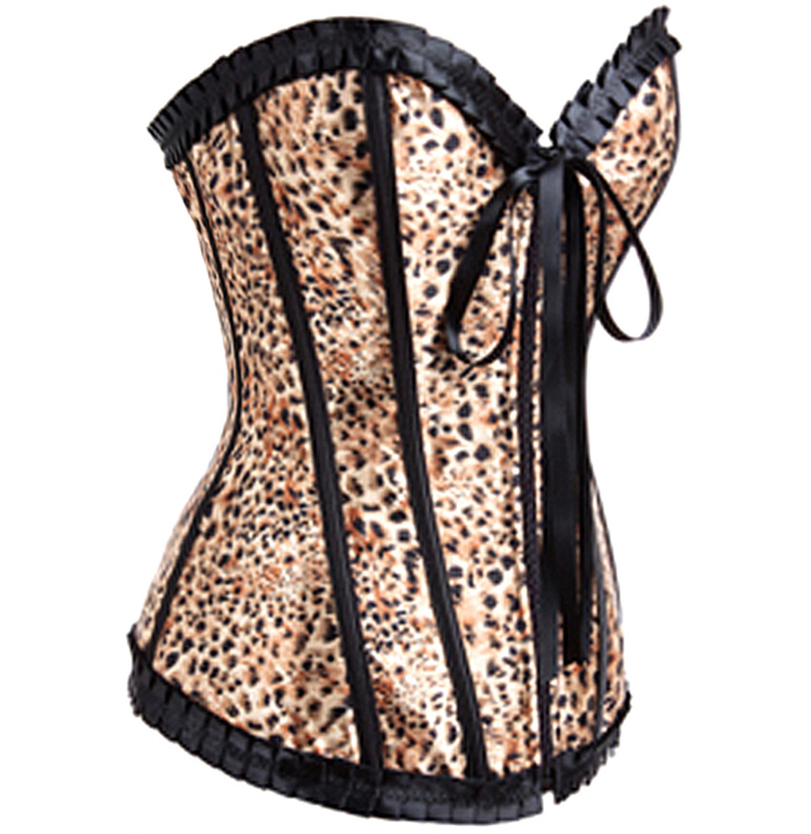 Leopard Print Ruffle Trim Corset