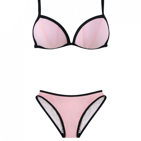 Super Hot Pink Trimmed Bikini Sets
