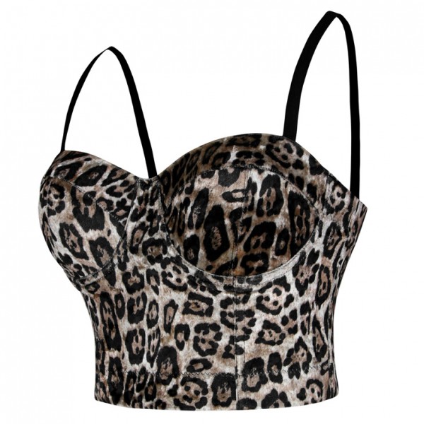 Cooles Sexy Velours-Leopard Crop Top - mehrfarbig