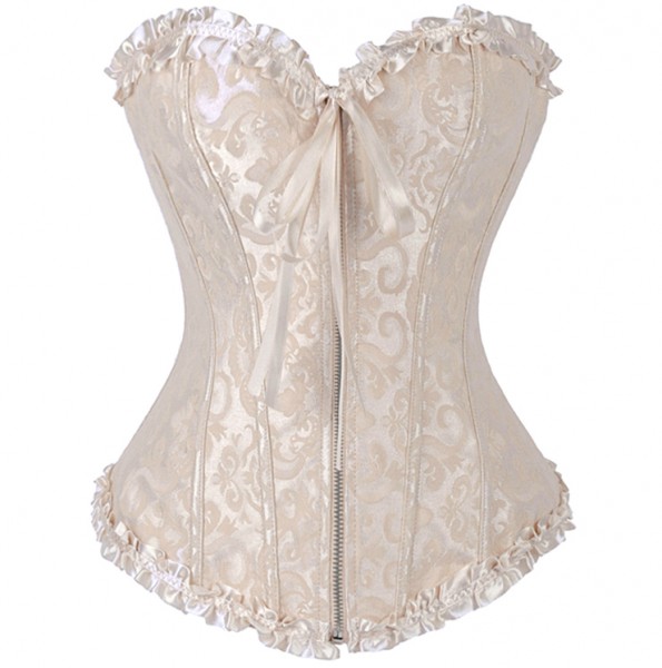 Brocade Corset Ivory With Zipper Front