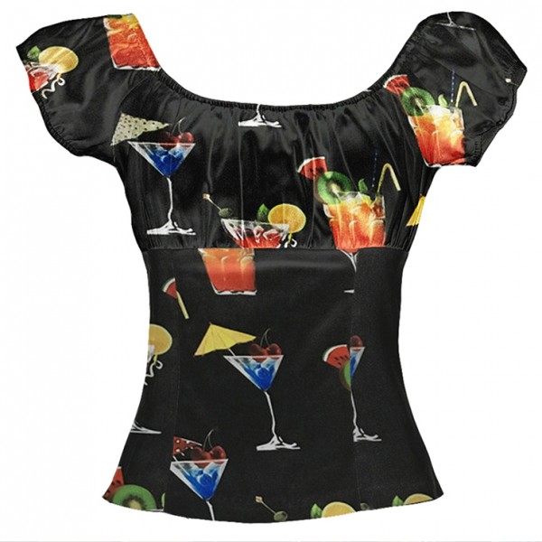 Women's Casual Cocktail Print Short Sleeve Slim Waist Top