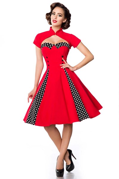 Vintage-Kleid mit Bolero in rot oder schwarz