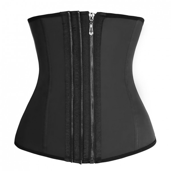 New Fashion Black Latex Steel Boned Adjustable Zipper Closure Corset